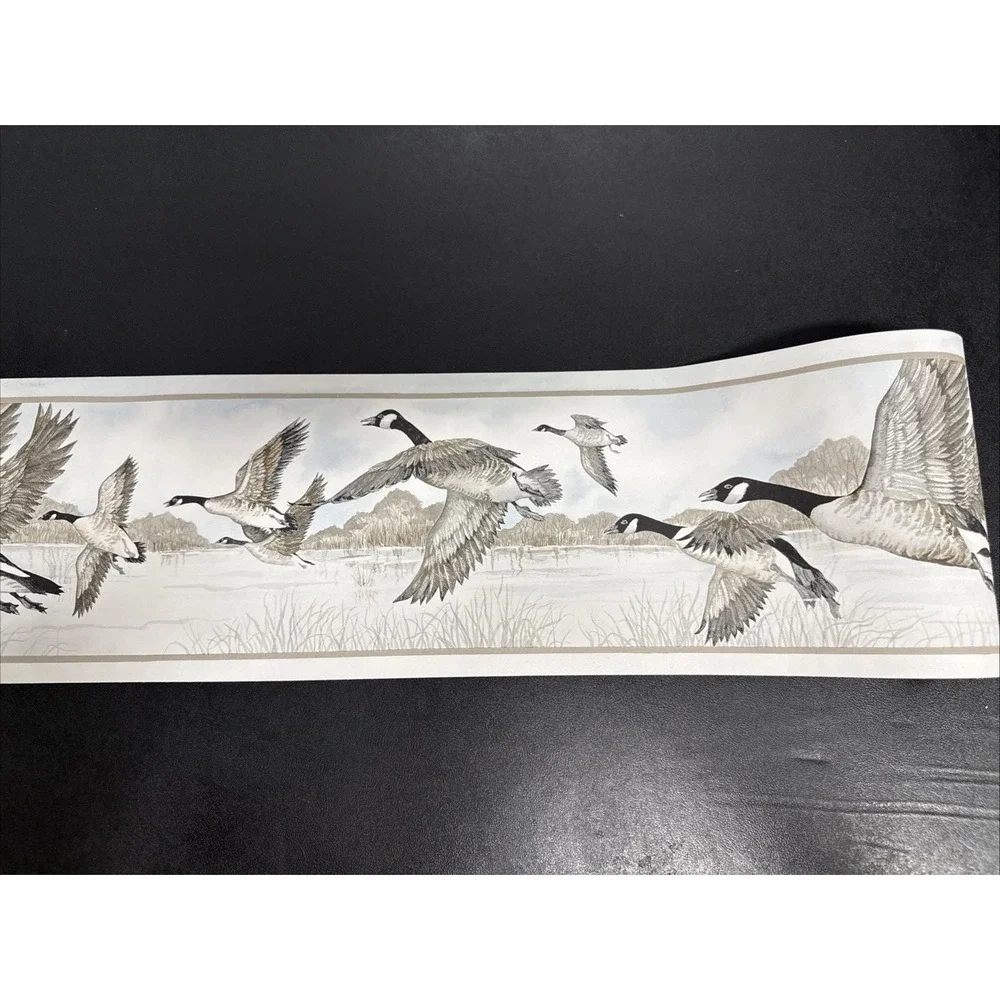 Canadian Geese Flying Wall Paper Border Rolls Nature 16Ft Each Vinyl Pre-Pasted